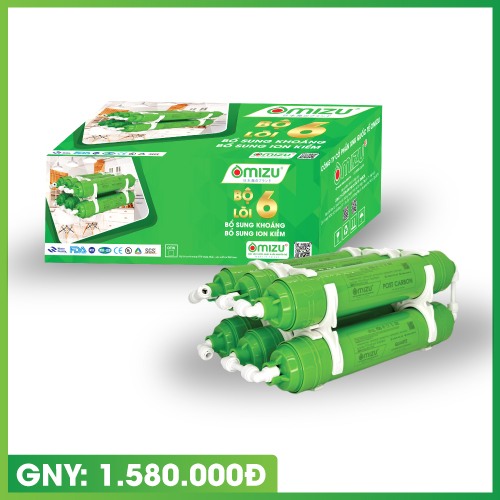 Bộ 6 Lõi khoáng + Lõi tạo Kiềm 5678910 cao cấp Omizu  2024